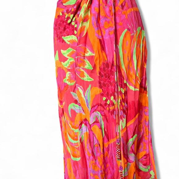 Farm Rio Fruit Brush Cutout Midi Dress Size Small Tropical Floral Vibrant Summer - Picture 4 of 8